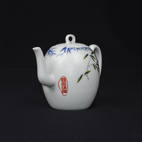 無光白V204壺(竹花)