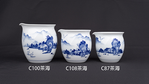 手繪青花-C100無耳茶海［山水］-缺貨
