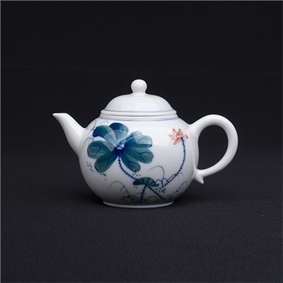 手繪青花-R24小鳳仙壺 ［彩荷］